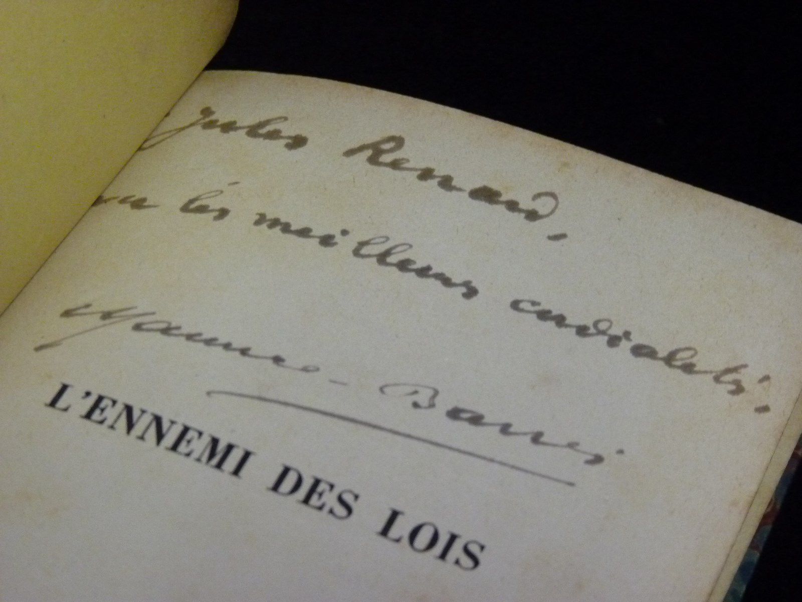 BARRES L'ennemi des lois EDITION ORIGINALE ENVOI