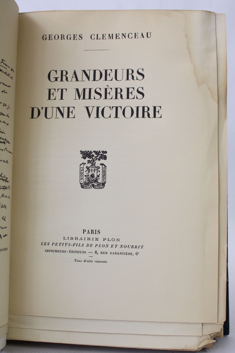 Clemenceau Grandeurs Et Mis Res D Une Victoire Signiert Erste