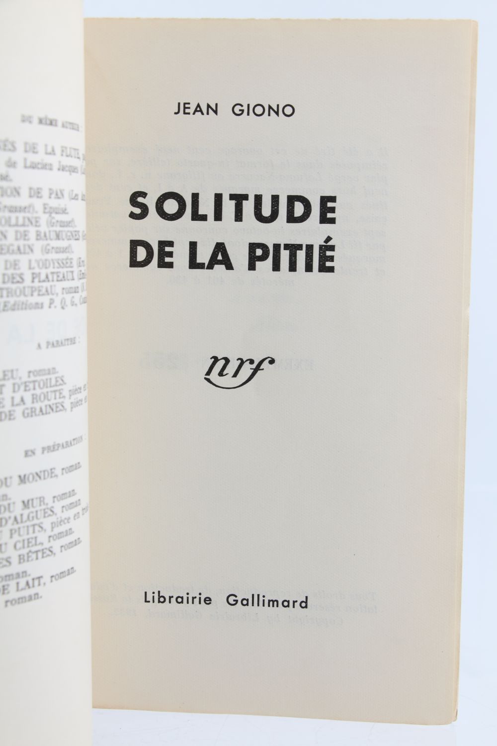 GIONO Solitude de la Pitié First edition Edition Originale