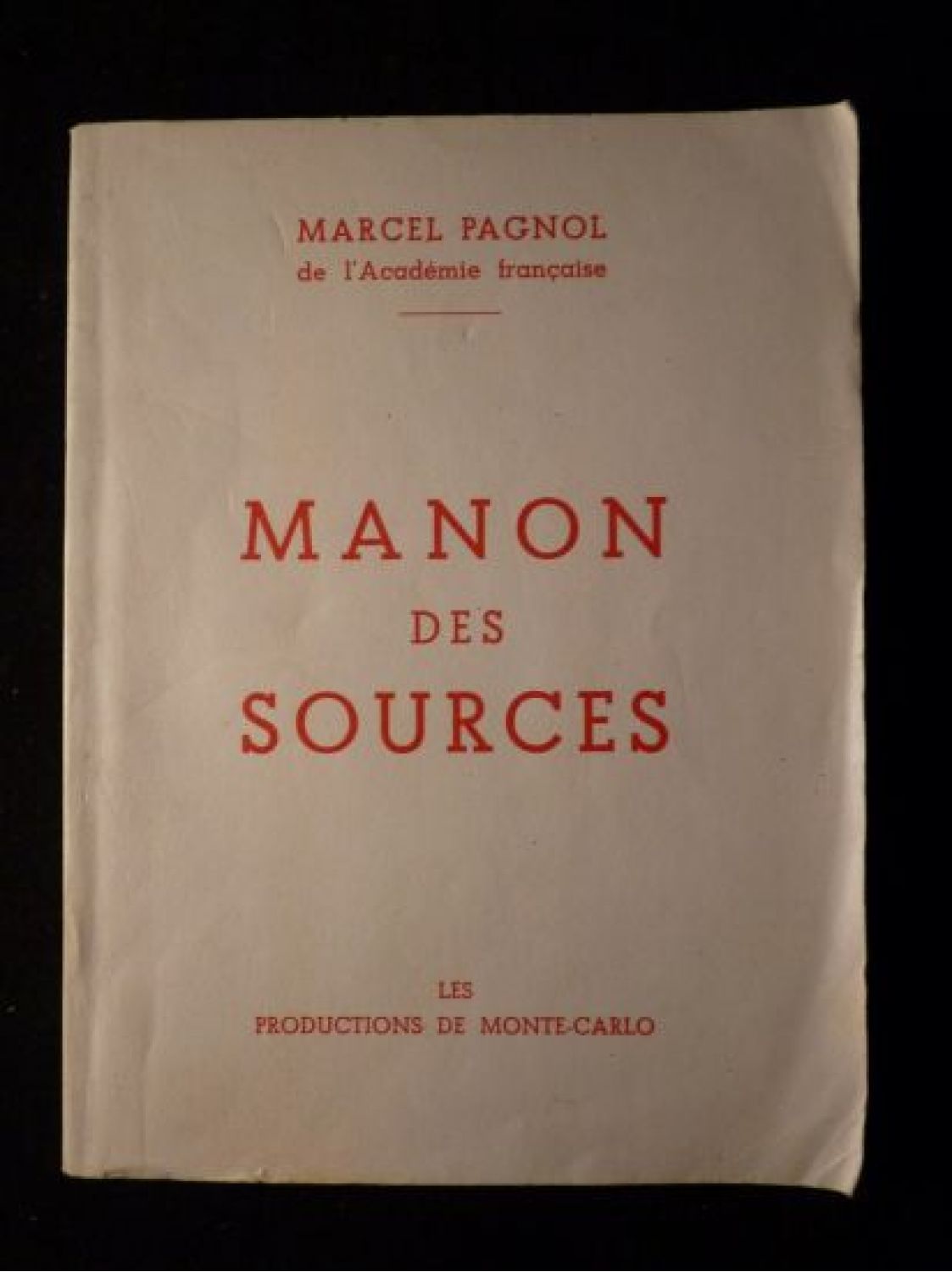 Pagnol Manon Des Sources Autographe Edition Originale Edition