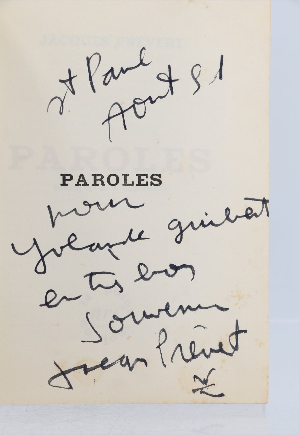 PREVERT Paroles Autographe Edition Originale Edition Originale