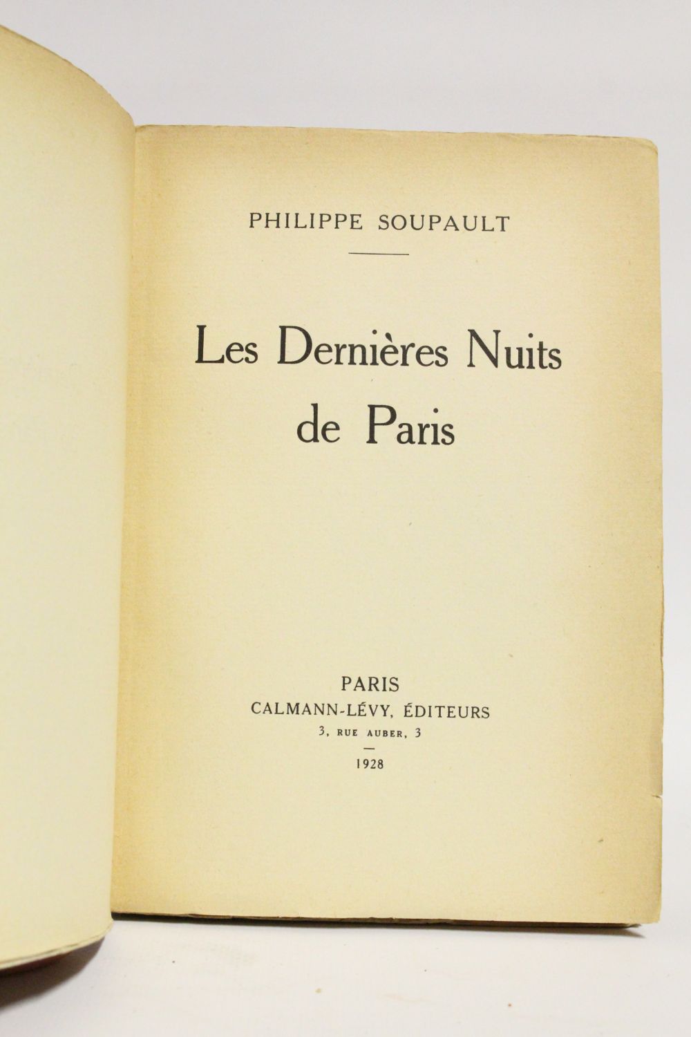 SOUPAULT Les dernières nuits de Paris Autographe Edition Originale