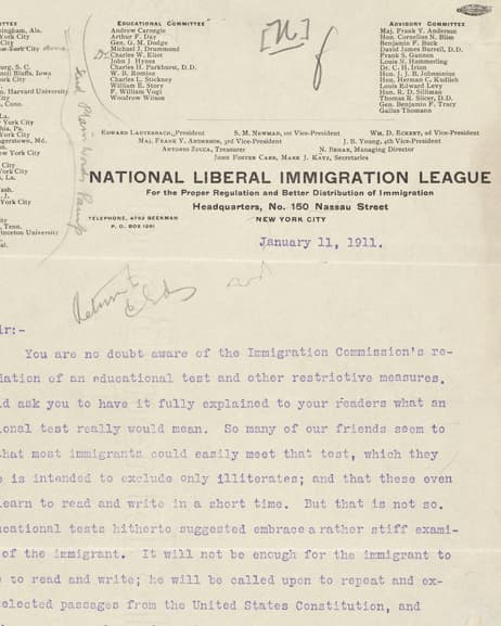 NATIONAL LIBERAL IMMIGRATION LEAGUE
