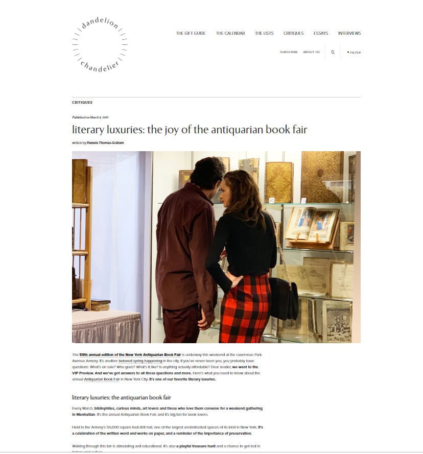 "Literary luxuries: the joy of the antiquarian book fair"