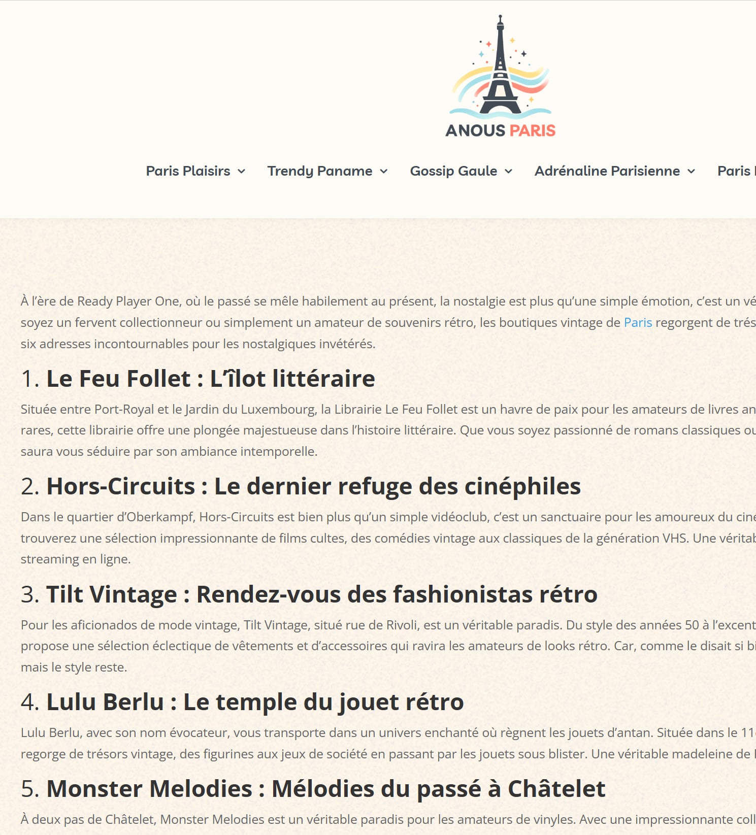 Six vintage shops in Paris for the nostalgic in "À nous Paris"