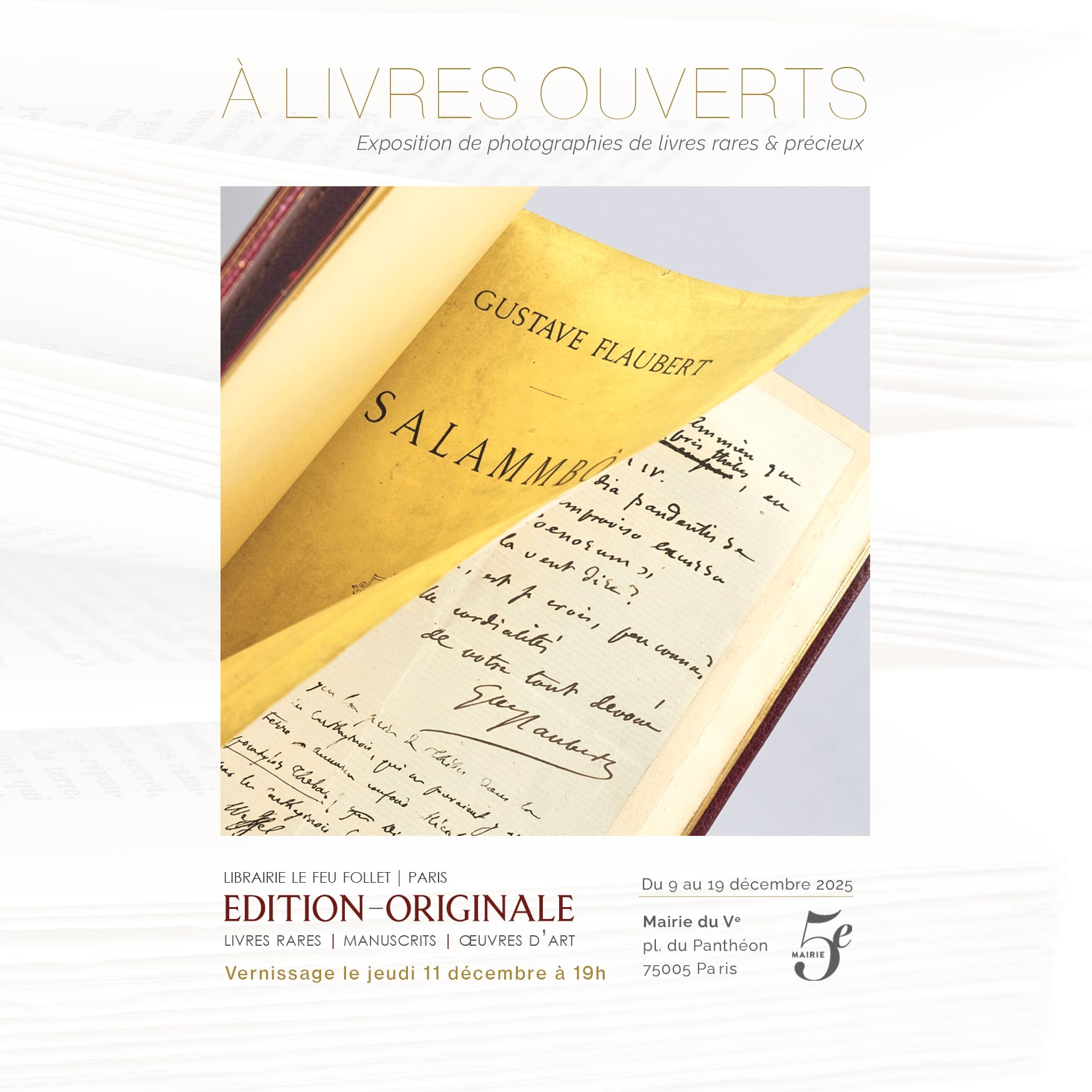 “À livres ouverts” at the 5th Arrondissement Town Hall in Paris, 9 to 19 December 2025