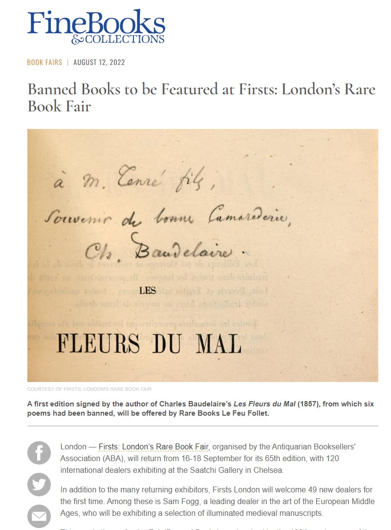 Firsts: London's Rare Book Fair 2022