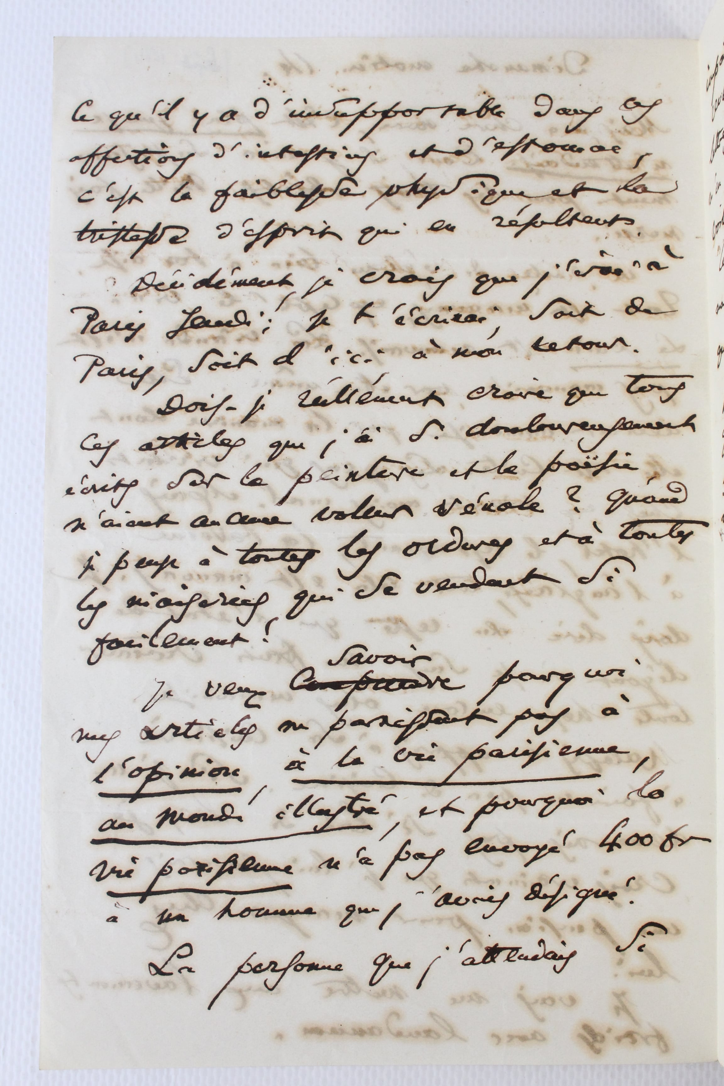 Zoom on an autograph letter of Baudelaire to his mother 