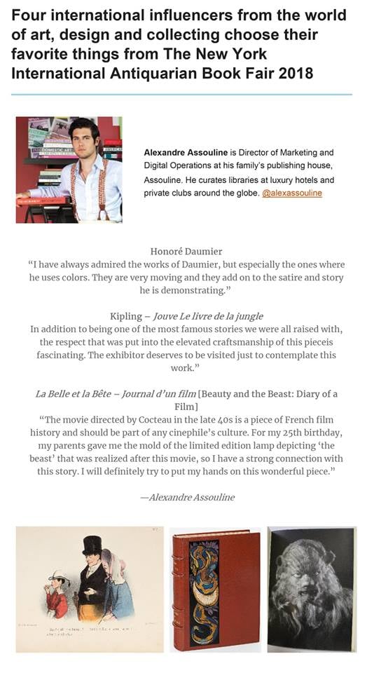 Oven International influencers from the world of art, design and collecting their favorite things from the New York International Antiquarian Book Fair 2018