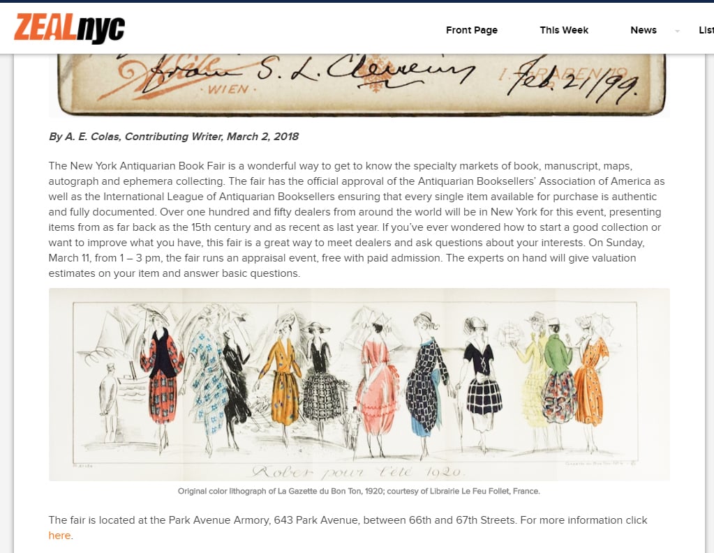 ZEALnyc: Getting Up Close and Personal With History Through the New York Antiquarian Book Fair
