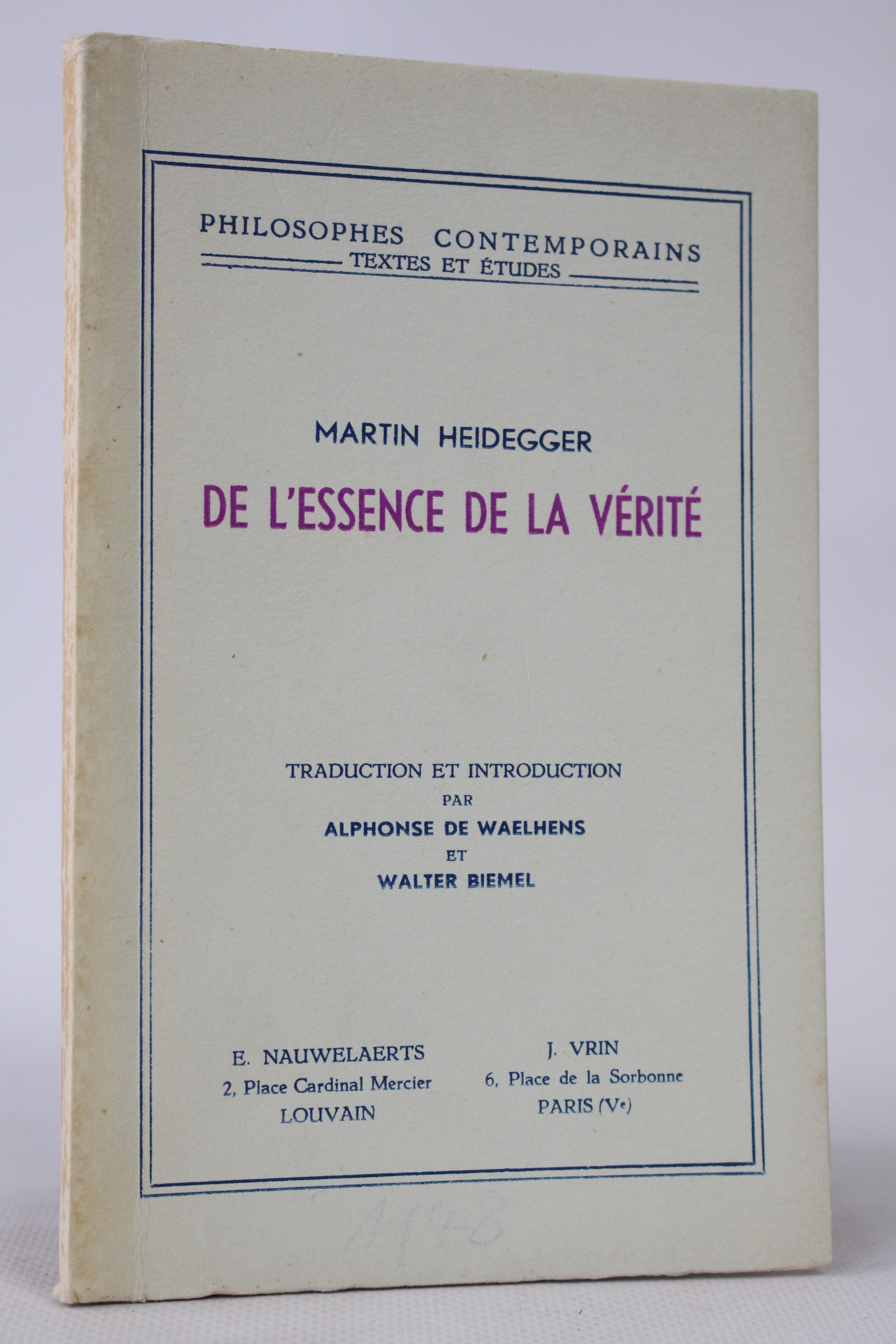 DE L'ESSENCE DE LA VÉRITÉ ハイデッガー Martin HEIDEGGER • De l'essence de la vérité • Autograph • 1948