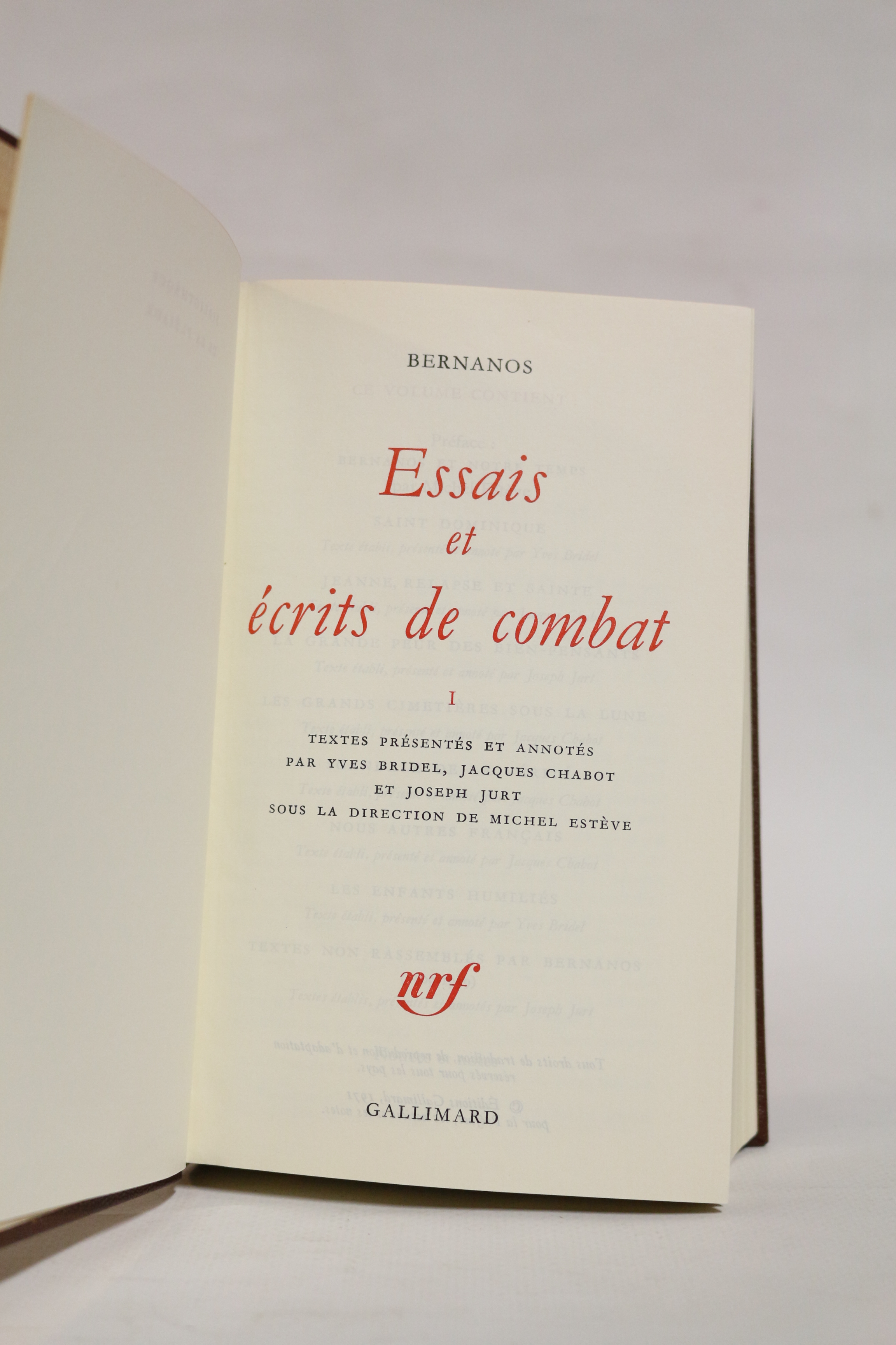 Bernanos Essais et écrits de combat 第一巻 Georges BERNANOS • Essais et écrits de combat I • 1971 – Edition