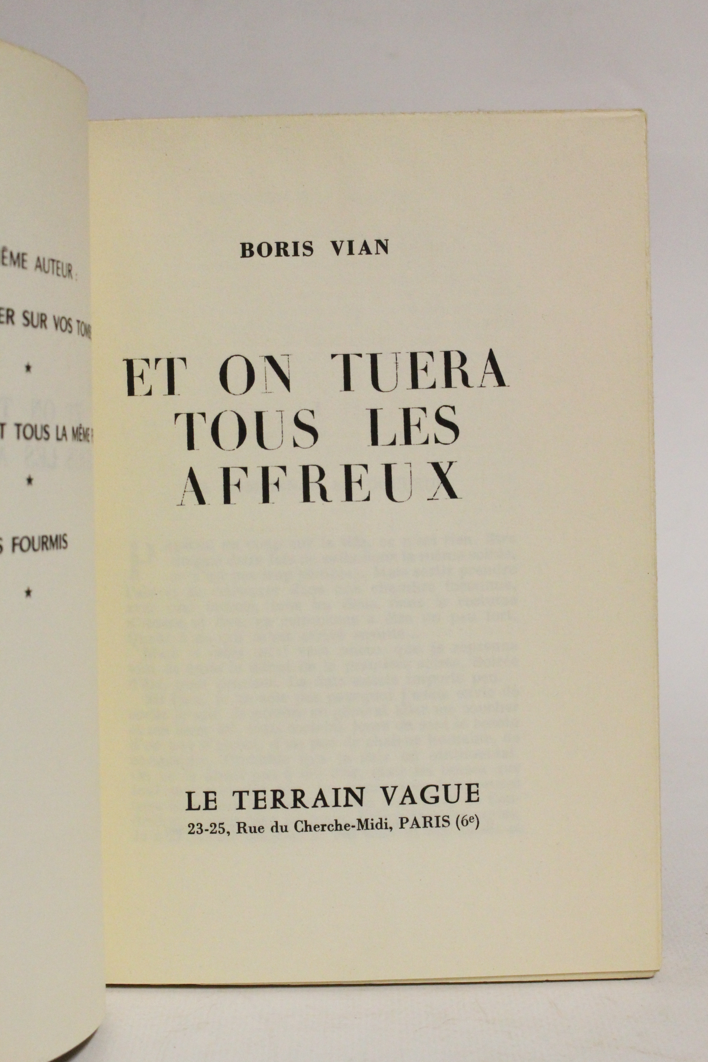 Boris VIAN • Et on tuera tous les affreux • 1960 – Edition 