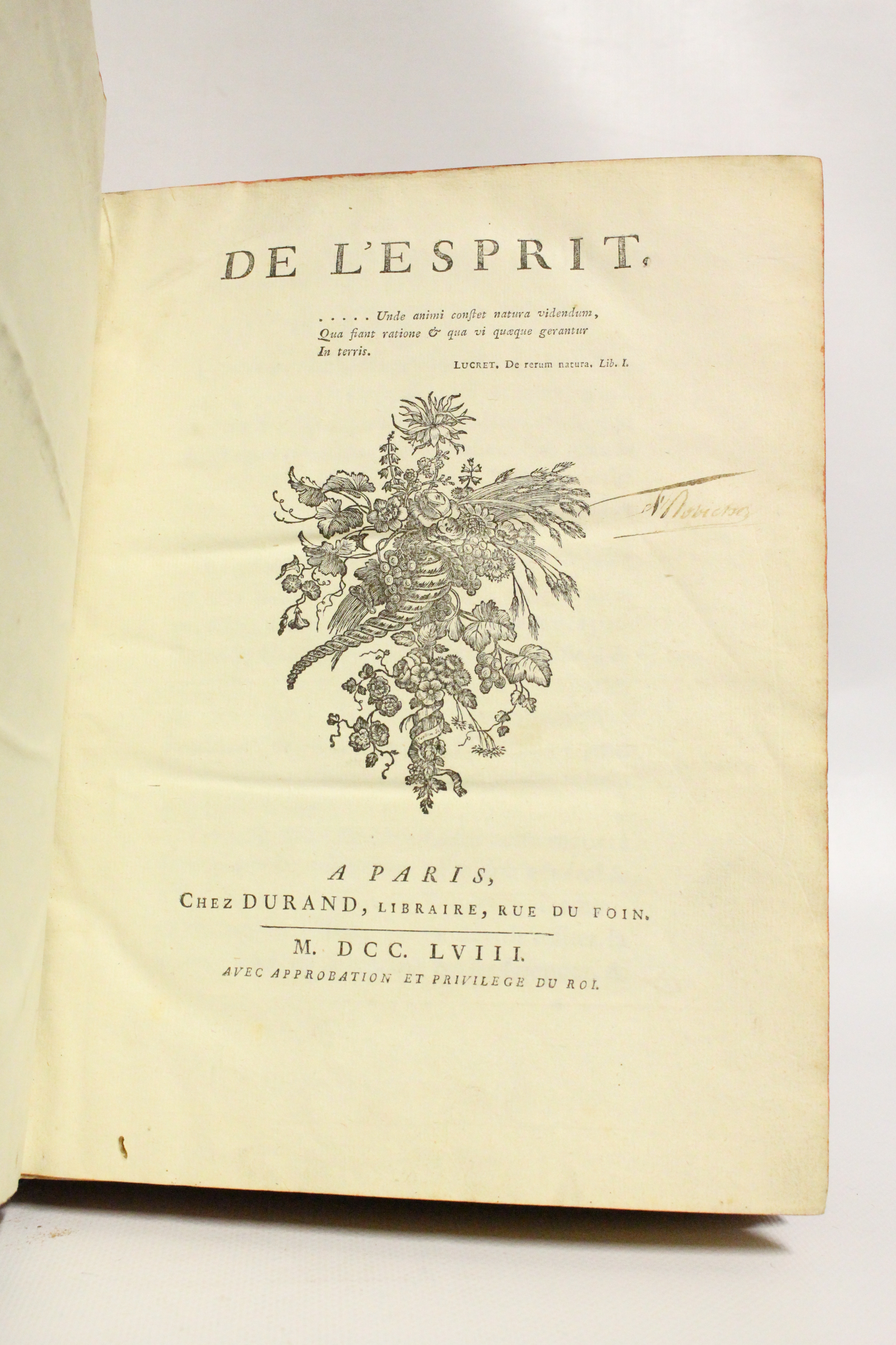 HELVETIUS • De l'Esprit • 1758 – Edition-Originale.com | Edition