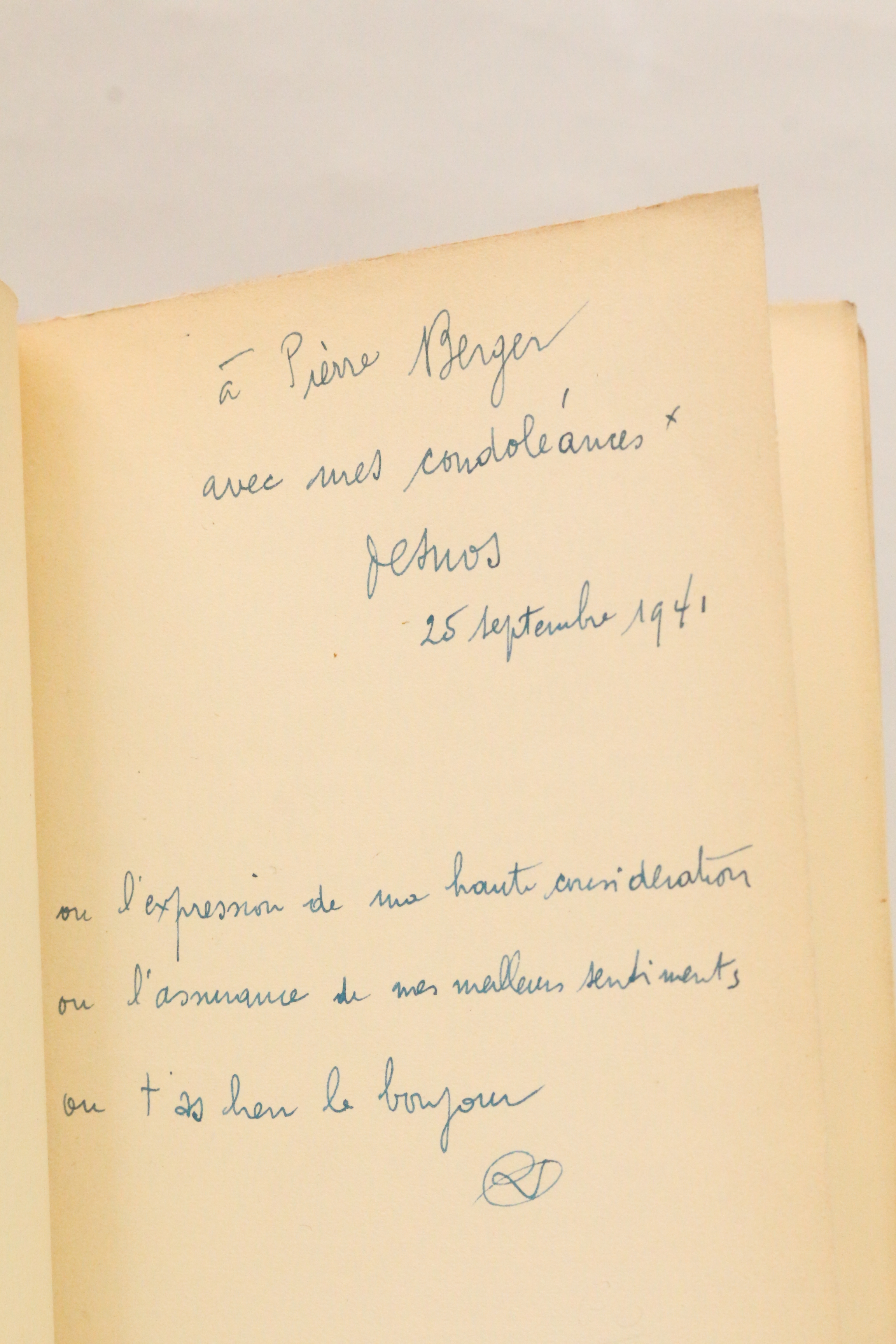 Livre Robert Desnos 'Fortunes' - Édition Originale 1942, Signé Avec Envoi Autographe