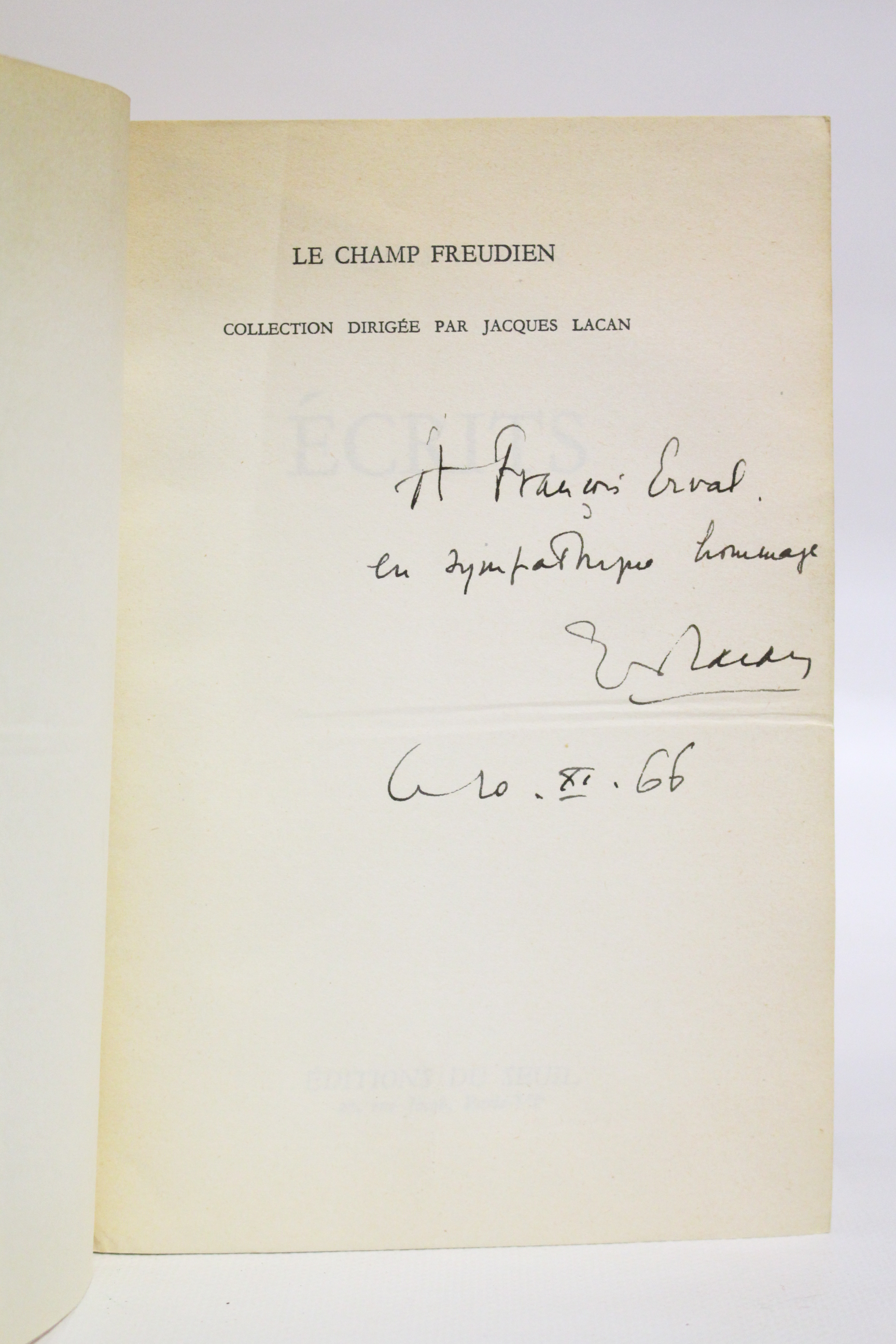 Jacques LACAN • Ecrits • Autograph • 1966 – Edition-Originale.com