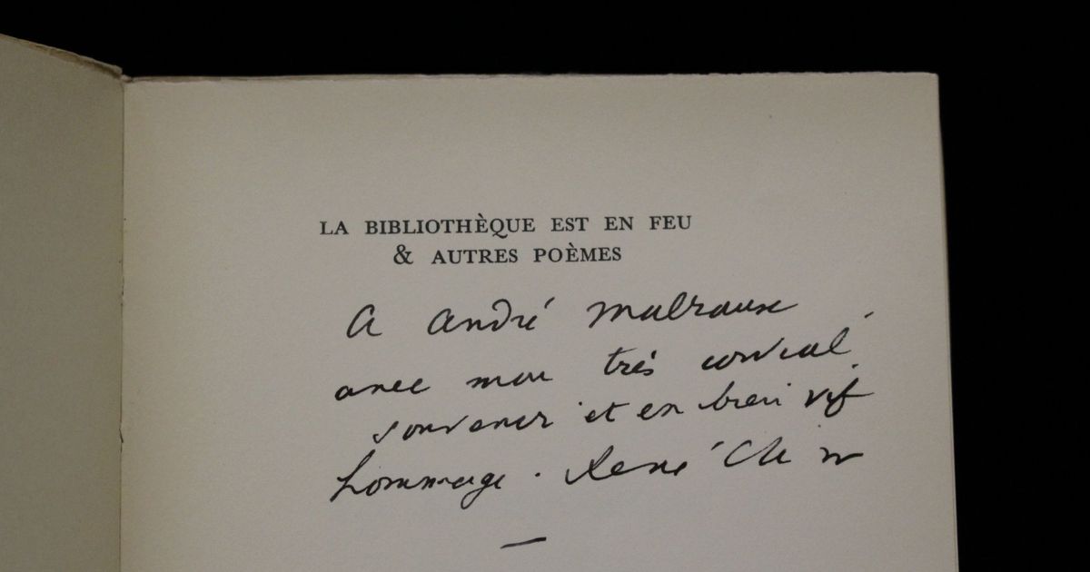 René CHAR • La bibliothèque est en feu & autres poèmes • Autograph
