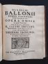 BAILLOU (BALLONIUS) : Opera omnia in quatuor tomos divisa - Edition Originale - Edition-Originale.com