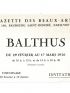 BALTHUS : Carton d'invitation à l'exposition Balthus à la Gazette des Beaux-Arts - Prima edizione - Edition-Originale.com