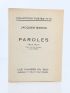 BARON : Paroles (1923-1927) - Autographe, Edition Originale - Edition-Originale.com