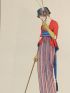 Costumes parisiens. Robe de linon rayé avec petite veste de faille souple (pl.95, Journal des Dames et des Modes, 1913 n°40) - Prima edizione - Edition-Originale.com