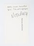 BOUDARD : Bristol manuscrit adressé à son grand ami le journaliste bruxellois, également grand ami et biographe de Georges Brassens, André Tillieu lui présentant ses voeux pour l'année 1984 - Signed book, First edition - Edition-Originale.com