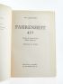 BRADBURY : Fahrenheit 451 - Erste Ausgabe - Edition-Originale.com