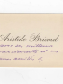 BRIAND : Carte de visite manuscrite - Signed book, First edition - Edition-Originale.com