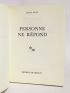 BRUEL : Personne ne répond - Signed book, First edition - Edition-Originale.com