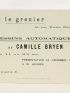 BRYEN : Carton d'invitation de l'Exposition des dessins automatiques de Camille Bryen  - Prima edizione - Edition-Originale.com