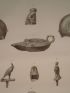 DESCRIPTION DE L'EGYPTE.  Collection d'antiques. Lampe et figure en bronze, Figures en pierre calcaire, en terre cuite, en cuivre. (ANTIQUITES, volume V, planche 78) - Edition Originale - Edition-Originale.com
