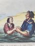 DAUMIER : Lithographie originale en couleurs - Aux Bains de mer - 