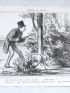 DAUMIER : Lithographie originale en noir et blanc - Emotions de chasse - 