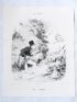 DAUMIER : Lithographie originale en noir et blanc - La chasse - 