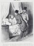 DAUMIER : Lithographie originale en noir et blanc - Les amis - 