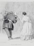 DAUMIER : Lithographie originale en noir et blanc - Les Banqueteurs  - 