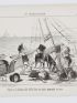 DAUMIER : Lithographie originale en noir et blanc - Les trains de plaisir - 