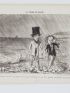 DAUMIER : Lithographie originale en noir et blanc - Les trains de plaisir - 