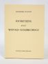 DE ROUX : Entretiens  avec Witold Gombrowicz - Erste Ausgabe - Edition-Originale.com