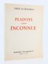 DRIEU LA ROCHELLE : Plaintes contre inconnue - First edition - Edition-Originale.com