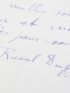 DUFY : Lettre autographe datée et signée adressée à Jean-Emile Laboureur : 