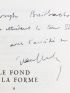 DUTOURD : Le fond et la forme I & II - Autographe, Edition Originale - Edition-Originale.com