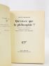 HEIDEGGER : Qu'est-ce que la philosophie ? - Signed book, First edition - Edition-Originale.com