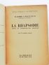 JANKELEVITCH : La rhapsodie - Verve et improvisation musicale - Autographe, Edition Originale - Edition-Originale.com