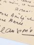LAUDENBACH : Carte postale autographe adressée à son ami Roger Nimier enrichi de quelques mots de Jean Giono lui souhaitant une bonne année  - Libro autografato, Prima edizione - Edition-Originale.com