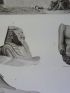DESCRIPTION DE L'EGYPTE.  Thèbes. Karnak. Vue et détails de l'un des Sphinx placés à l'entrée principale du palais. Détail de l'un des Sphinx de l'allée du Sud. Petit torse en granit trouvé près de la porte du Sud. (ANTIQUITES, volume III, planche 29) - Erste Ausgabe - Edition-Originale.com