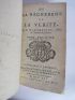 MALEBRANCHE : De la recherche de la vérité, ou l'on traité de la nature de l'esprit de l'homme, & de l'usage qu'il en doit faire pour éviter l'erreur dans les sciences - Edition-Originale.com