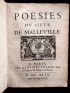 MALLEVILLE : Poesies du Sieur de Malleville - Prima edizione - Edition-Originale.com
