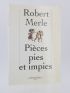 MERLE : Pièces pies et impies - Autographe, Edition Originale - Edition-Originale.com