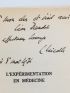 NICOLLE : L'expérimentation en médecine - Libro autografato, Prima edizione - Edition-Originale.com